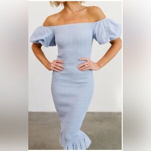 Baltic Born Light Blue Smocked Alana Dress size M Maternity or Not